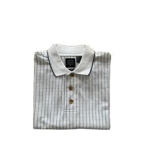 Cotton Trader Sport Mens Polo Shirt Size Large White Stripes S-Sleeve